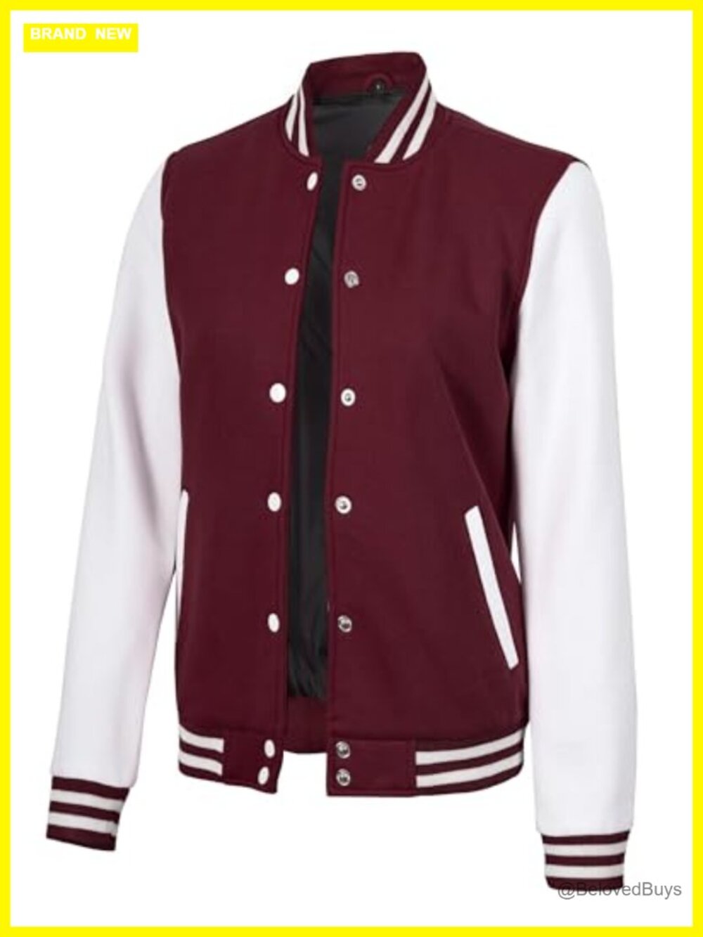 Women's Varsity Bomber Jacket Fleece Letterman Baseball Casual